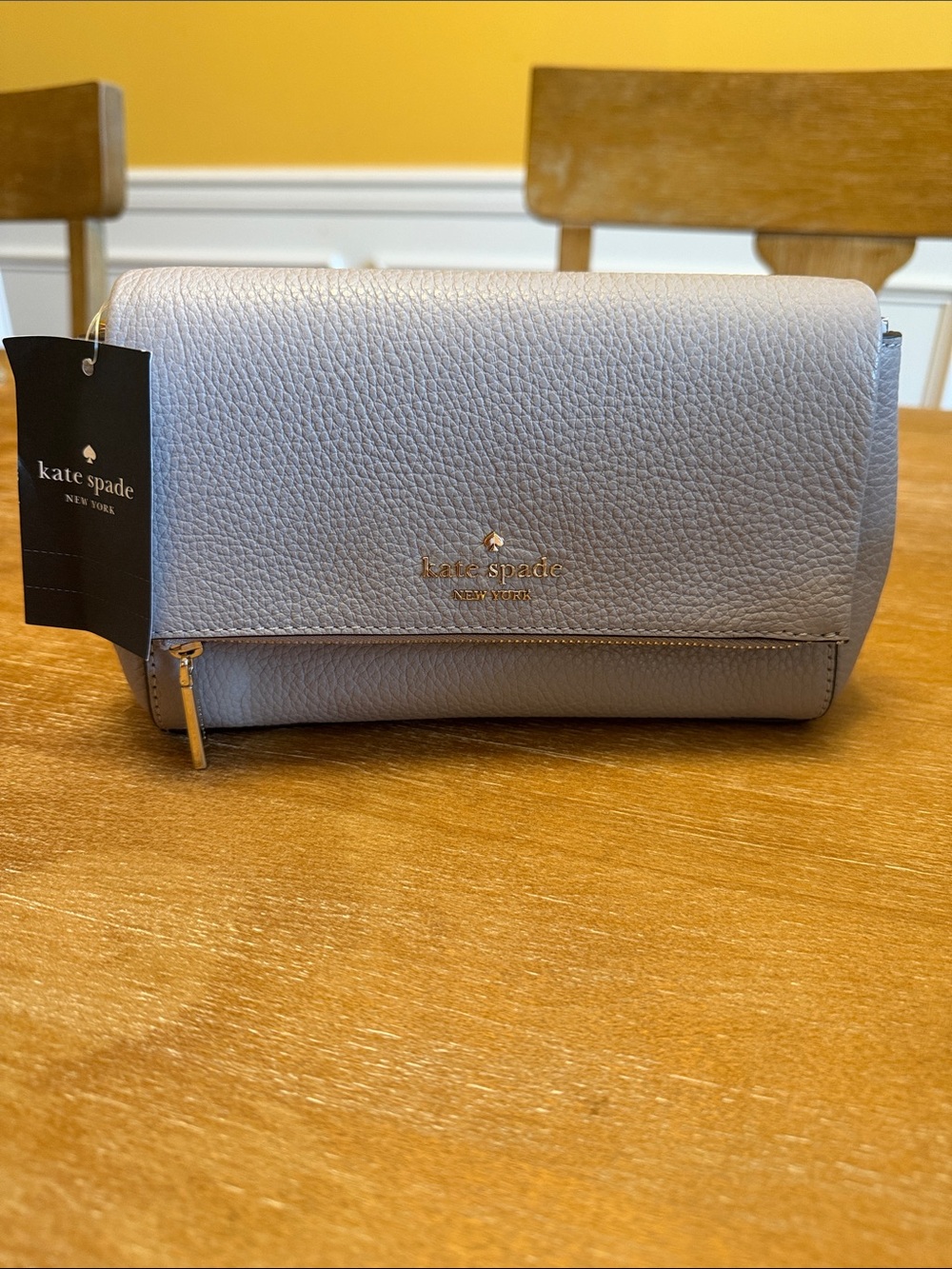kate spade Light Gray Pebbled Leather Crossbody Bag